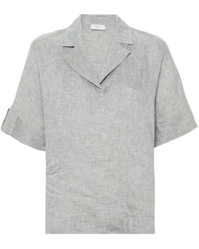 Peserico T-Shirt mit Reverskragen - Grau