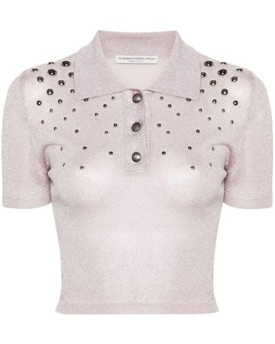 Alessandra Rich Gestrickter Pullover mit Nieten - Pink