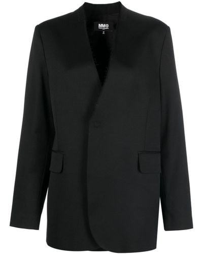 MM6 by Maison Martin Margiela Single-Breasted Blazer With Contrasting Stitching - Black