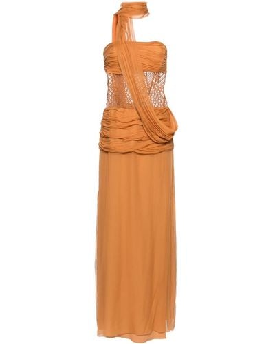 Alberta Ferretti ストラップレス ロングドレス - オレンジ