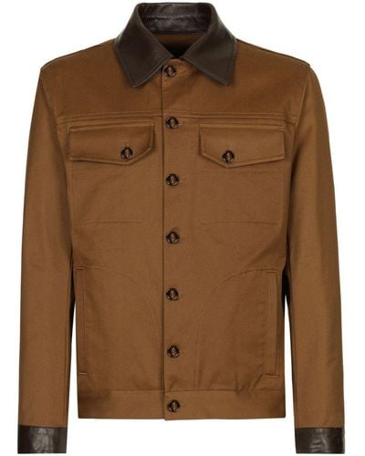 Dolce & Gabbana Leather-detailing Jacket - Brown