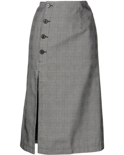 ROKH Button-front Midi Skirt - Grey
