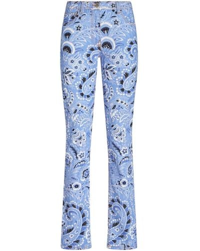 Etro Skinny-Jeans mit Bandana-Print - Blau
