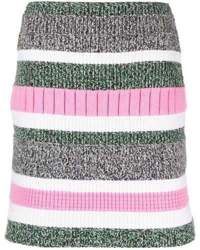 Barrie Stripe-pattern Cashmere Straight Skirt - Gray