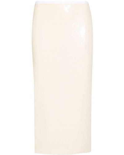 N°21 Jupe mi-longue à ornements de sequins brodés - Blanc