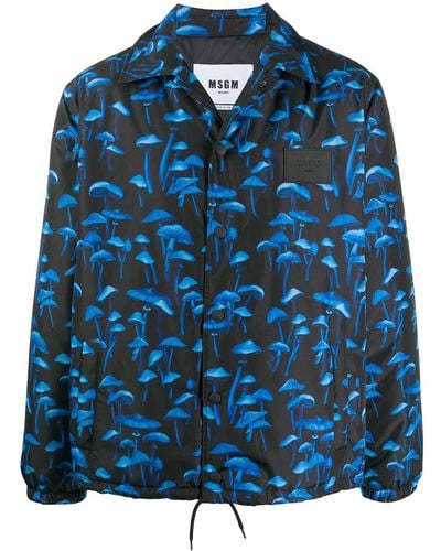 MSGM Shirtjack Met Print - Blauw