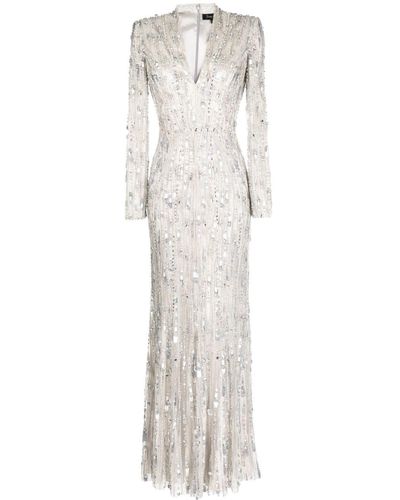 Jenny Packham Robe longue Vivien à ornements en cristal - Blanc