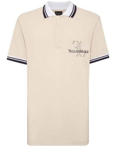 Billionaire Logo-embroidered Cotton Polo Shirt - Natural