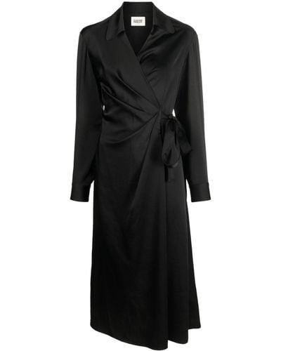 Claudie Pierlot Wrap-design Satin Midi Dress - Black