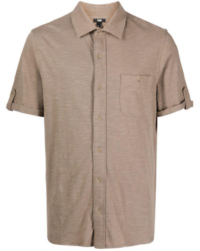 PAIGE Braydan Short-sleeve Cotton Shirt - Brown
