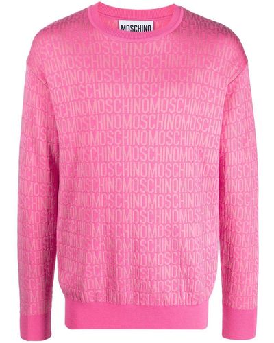 Moschino Gestrickter Pullover mit Logos - Pink