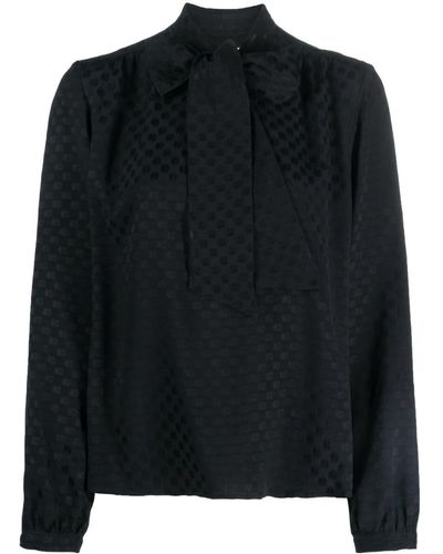 Claudie Pierlot Monogram-pattern Long-sleeve Blouse - Black