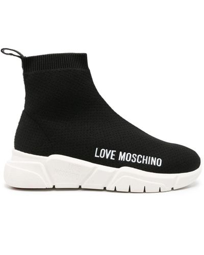 Love Moschino Logo-appliqué Sock-ankle Trainers - Black