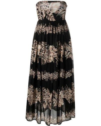 Twin Set Maxi-jurk Met Bloemenprint - Zwart