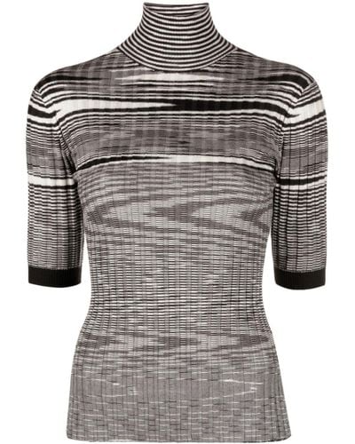 Missoni High-neck Jacquard Knitted Top - Gray