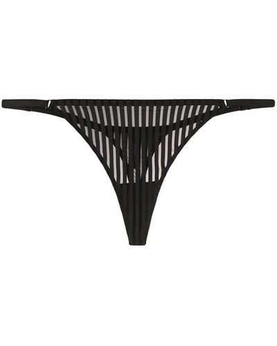 Maison Close Striped Thong - Black