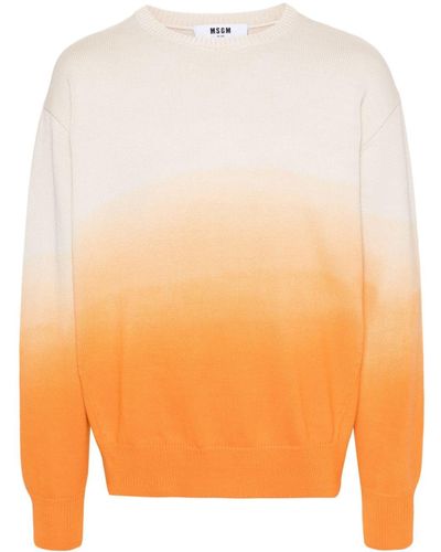MSGM Ombré-Effect Cotton Sweater - Orange