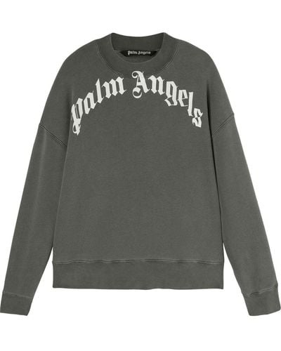 Palm Angels Logo-print Cotton Sweatshirt - Grey