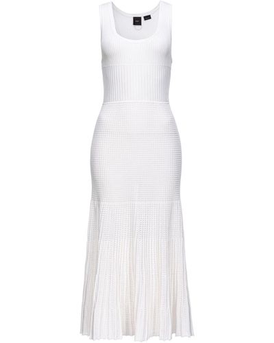 Pinko Textured-knit Scoop-neck Dress - White