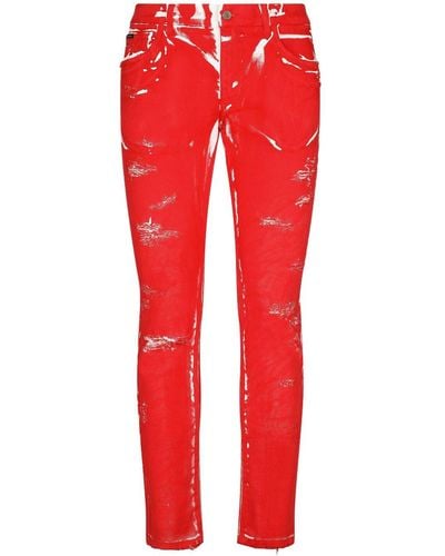 Dolce & Gabbana High-shine Skinny Jeans - Red