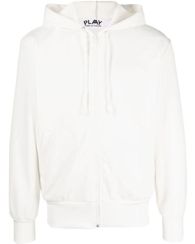 COMME DES GARÇONS PLAY Heart-patch Drawstring Hoodie - White