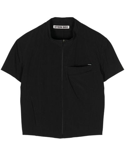 Hyein Seo T-shirt crop à détail de zip - Noir