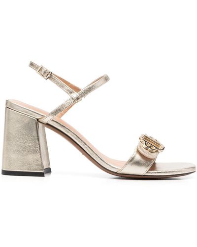 122FAYNASILVER Silver leather strappy heels - Pumps & Sandals - Maje.com