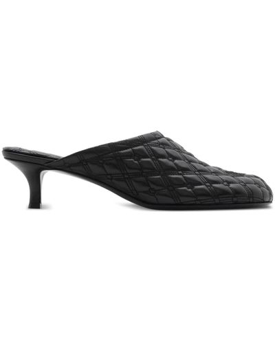 Burberry Embroidered Quilted Mules - Black