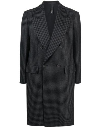 Hevò Martina Franca houndstooth midi coat - Negro