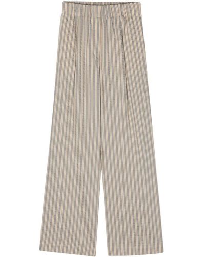 Alysi Pinstriped Straight Trousers - White