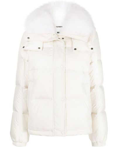 Yves Salomon Fur-trim Hooded Puffer Jacket - White