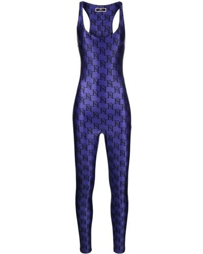 Elisabetta Franchi Logo-print Stretch-jersey Jumpsuit - Blue
