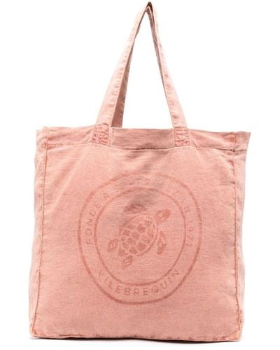 Vilebrequin Shopper aus Leinen mit Logo-Print - Pink