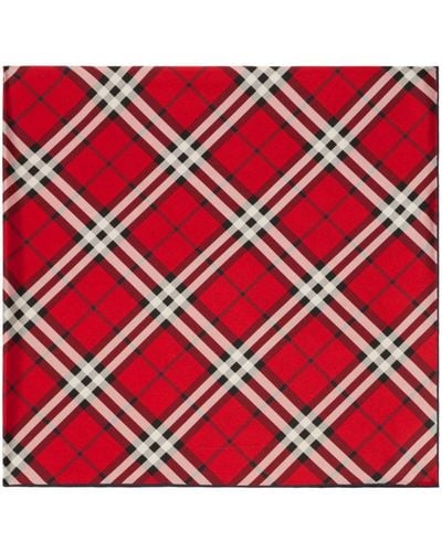 Burberry Checked Silk Scarf - Red