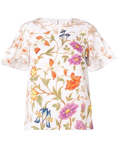 Peter Pilotto Floral Crepe Top - White