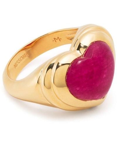 Missoma Jelly Heart Gemstone Ring - Pink