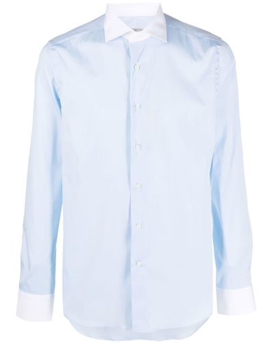 Canali Overhemd Met Colourblocking - Blauw