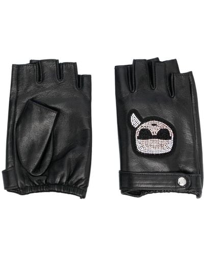 Karl Lagerfeld K/ikonik 2.0 Rhinestone-embellished Gloves - Black