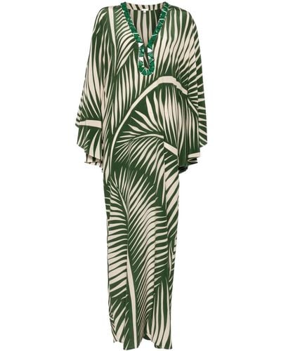 Johanna Ortiz Tropicanita Silk Kaftan Dress - Green