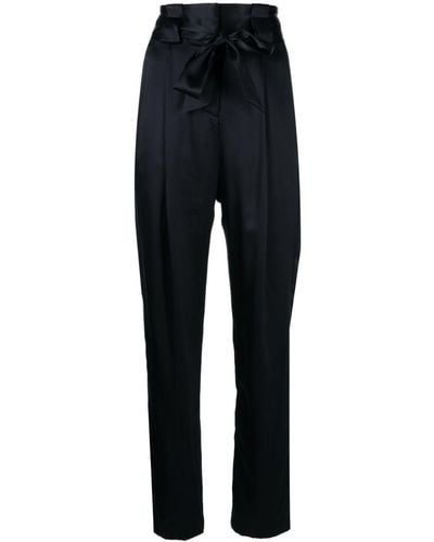 Michelle Mason Pleat-detail High-waist Silk Trousers - Blue