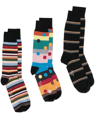 PS by Paul Smith Logo-Print Socks (Set Of Three) - Black