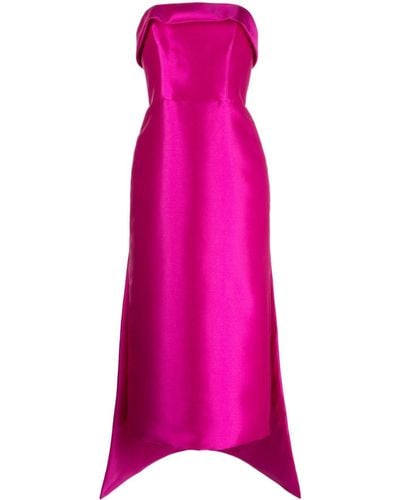 Amsale Mikado Strapless Midi Dress - Pink