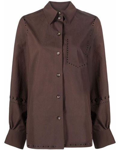 Nanushka Laser-cut Long-sleeve Shirt - Brown