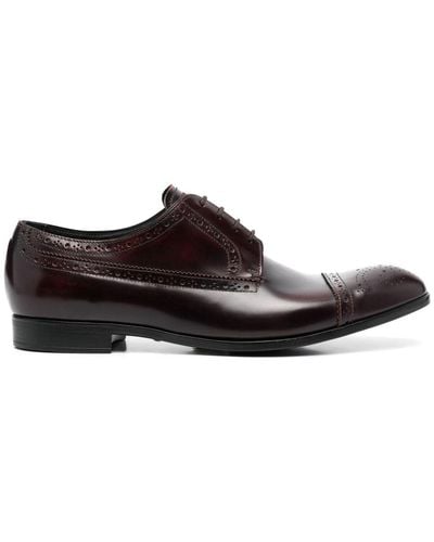 Emporio Armani Lace-up Leather Brogues - Red