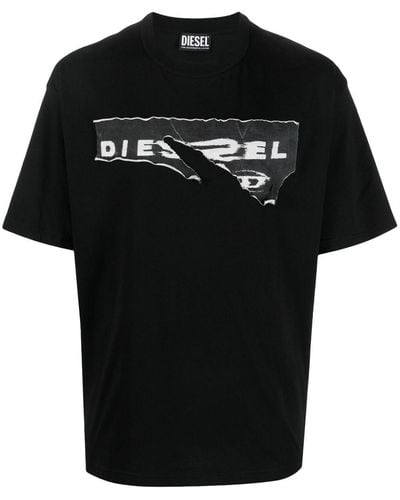 DIESEL T-Shirt mit grafischem Print - Schwarz