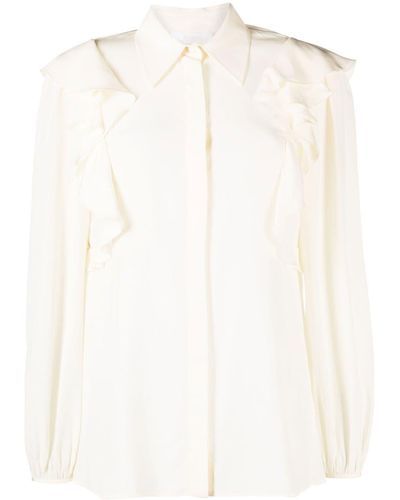 Chloé Draped Panels Bishop-sleeves Blouse - White