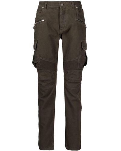 Balmain Pantalones con detalle de cremalleras - Marrón