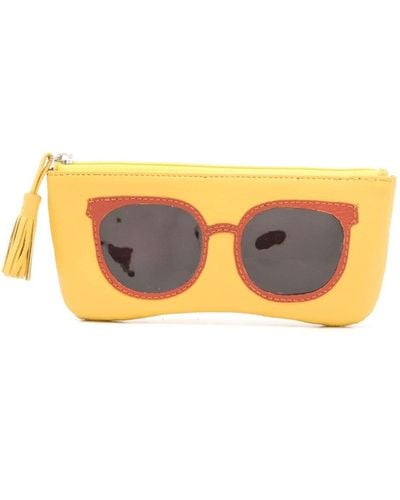 Sarah Chofakian Appliquéd Leather Sunglasses Case - Orange