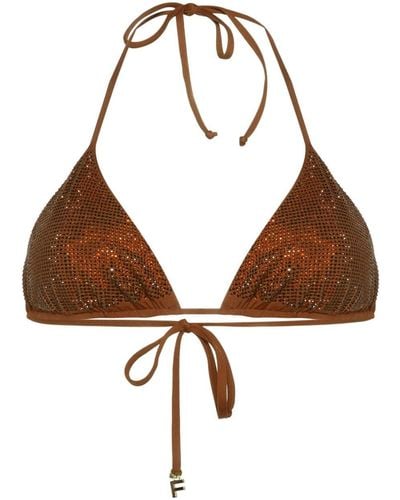 Fisico Crystal-embellished Bikini Top - Brown