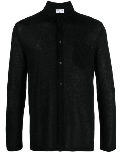 Filippa K Button-up Long-sleeve Shirt - Black